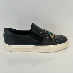 Kurt Geiger London Evil Eye Black Leather Slip On Sneakers EU 35 US 5
